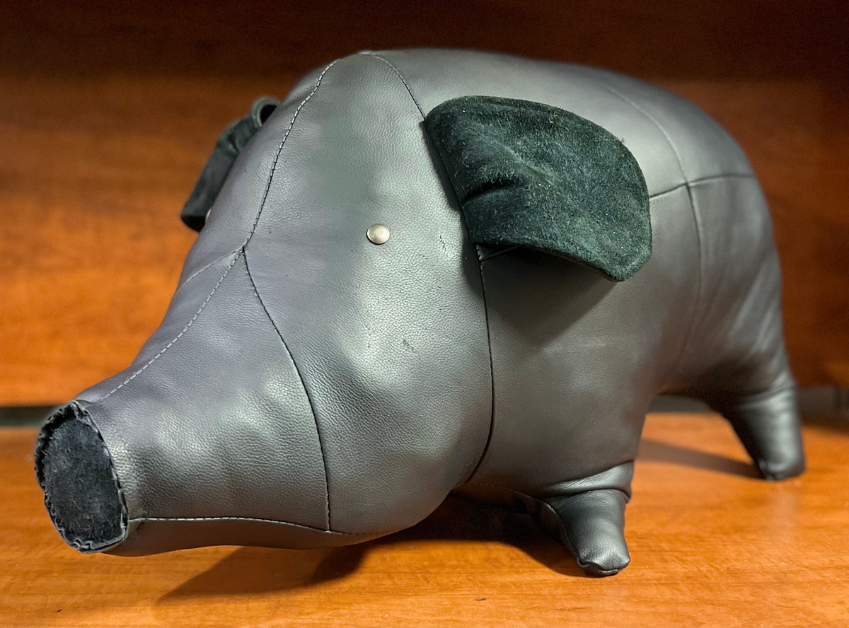 Leather pig hot sale footstool